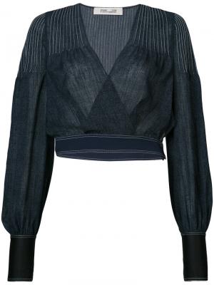 Укороченная джинсовая блузка с V-образным вырезом Dvf Diane Von Furstenberg. Цвет: синий