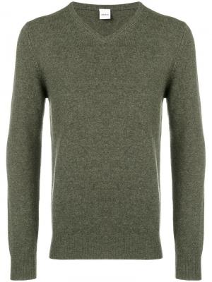 Пуловер с V-образным вырезом Aspesi. Цвет: зеленый