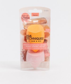 Комплект из спонжей для тона и пудры Miracle Complexion Sponge & Powder Duo-Бесцветный Real Techniques