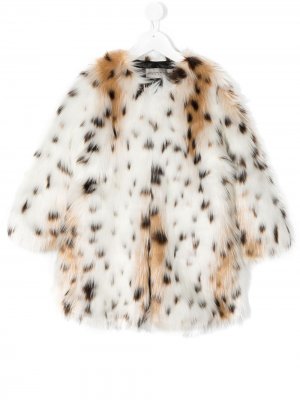 Пальто с леопардовым принтом Ermanno Scervino Junior. Цвет: белый