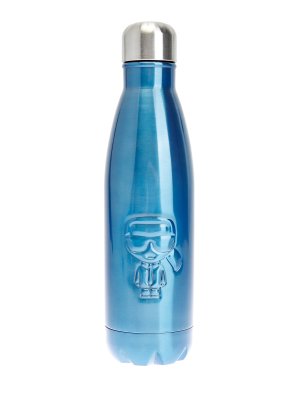 Бутылка для воды из нержавеющей стали с декором K/Ikonik KARL LAGERFELD. Цвет: синий