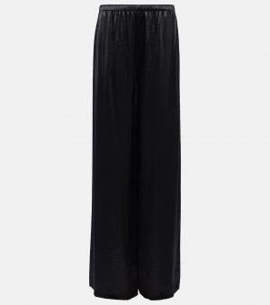 Атласные пижамные брюки широкого кроя, черный Ferragamo