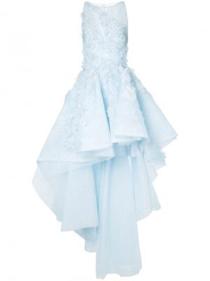 Длинное платье с асимметричным подолом Mikael D.. Цвет: синий