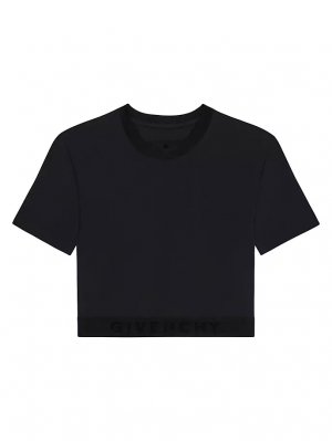 Укороченная футболка с жаккардовым низом и логотипом , черный Givenchy