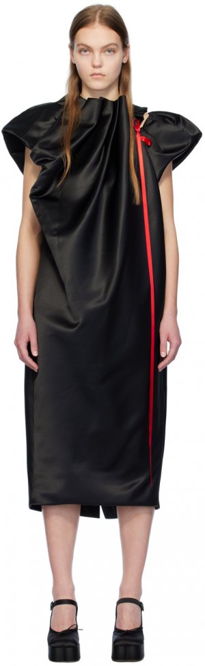 Черное платье-миди со складками Simone Rocha