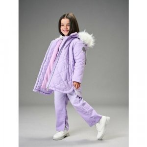 Парка Пальто зимнее для девочки, размер 28, 98, фиолетовый Шалуны. Цвет: фиолетовый/сиреневый