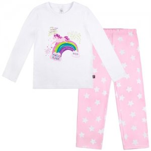 Пижама 362К-151 для девочки, цвет белый/розовый, размер 140 BOSSA NOVA. Цвет: розовый/белый
