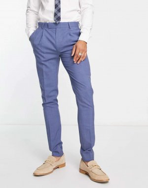 Синие брюки-скинни из шерсти премиум-класса Noak. Цвет: синий