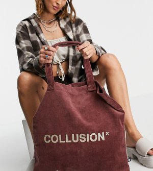 Коричневая махровая сумка-тоут COLLUSION-Коричневый цвет Collusion