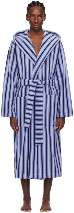 Синий халат с капюшоном , цвет Ripple stripes Tekla
