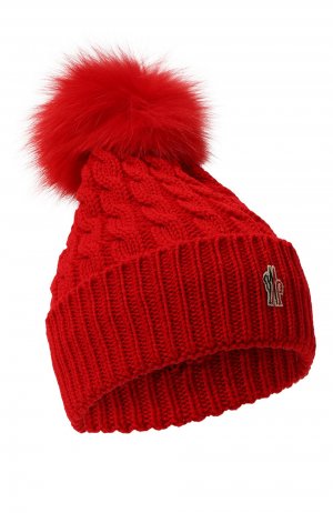 Шерстяная шапка Moncler. Цвет: красный