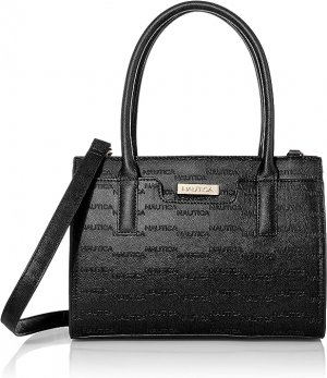 Женская сумка-портфель Sandy Jr. Top Handel со съемным ремешком через плечо, черный (тисненый логотип) Nautica