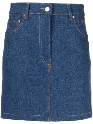 Джинсовая юбка мини с логотипом MSGM. Цвет: синий