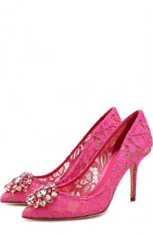 Текстильные туфли Rainbow Lace Dolce & Gabbana. Цвет: розовый