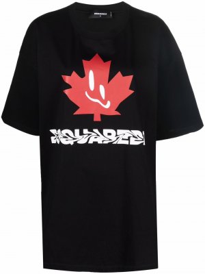 Oversized logo-print cotton T-shirt Dsquared2. Цвет: черный