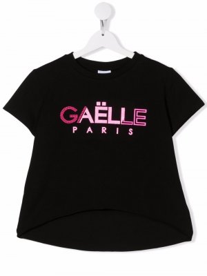 TEEN logo-print cotton T-Shirt Gaelle Paris Kids. Цвет: черный