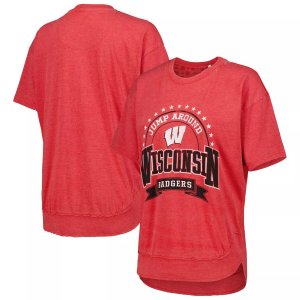 Женское пончо Pressbox Heather Red Wisconsin Badgers, винтажная футболка с надписью «Капитан» Unbranded