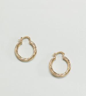 Золотистые серьги-кольца с крученой отделкой Rock N Rose 'N'. Цвет: золотой