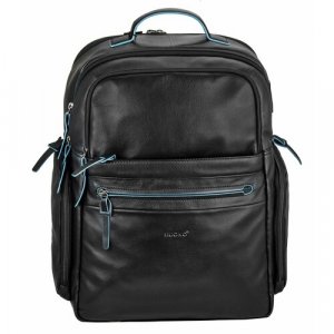 Рюкзак мессенджер Leather городской с USB роземом 3257, фактура гладкая, черный Buono. Цвет: черный