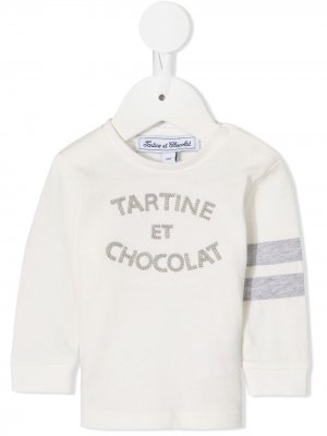 Джемпер с круглым вырезом и логотипом Tartine Et Chocolat. Цвет: белый