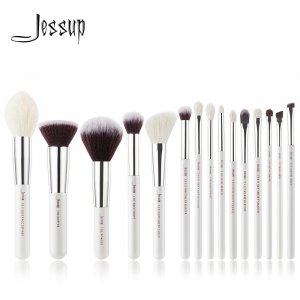 Набор профессиональных кистей для макияжа, 15 шт (Pearl White /Silver) Jessup