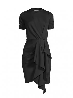 Драпированное мини-платье с короткими рукавами , черный Rachel Parcell
