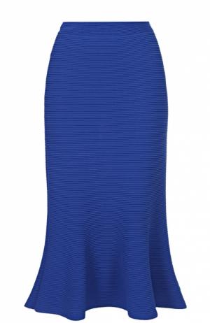 Расклешенная юбка-миди фактурной вязки Giorgio Armani. Цвет: синий
