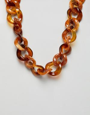 Ожерелье-цепочка Stradivarius. Цвет: коричневый