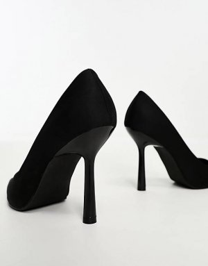 Черные туфли-лодочки на высоком каблуке с острым носком Wide Fit Glamorous
