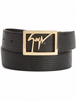 Linum logo-buckle leather belt Giuseppe Zanotti. Цвет: черный