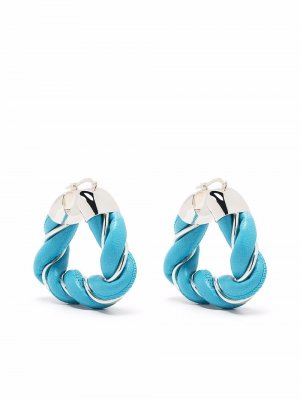 Витые серебряные серьги-кольца Bottega Veneta. Цвет: синий