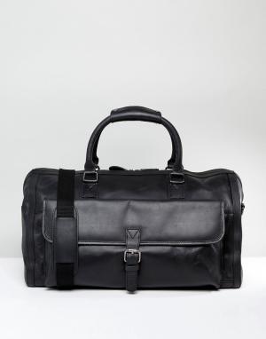 Черная кожаная сумка British Belt Co Company. Цвет: черный