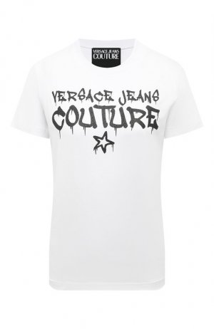 Хлопковая футболка Versace Jeans Couture. Цвет: чёрно-белый
