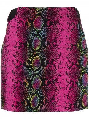 Юбка мини со змеиным принтом Versace. Цвет: розовый