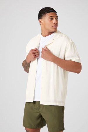 Рубашка из искусственного шелка с короткими рукавами , кремовый Forever 21