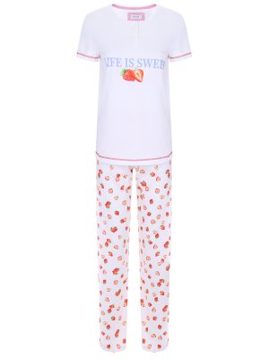 Пижама хлопковая с принтом JALOE
