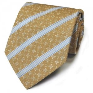 Бежевый галстук со светло-голубыми широкими полосами 825701 Celine. Цвет: бежевый
