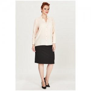 Блузка женская классическая однотонная офисная нарядная с длинными рукавами plus size (большие размеры) OLS. Цвет: розовый