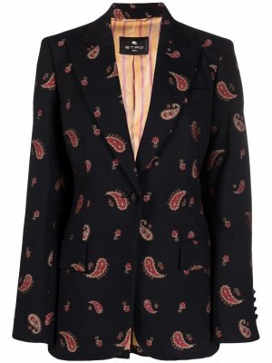 Шерстяной пиджак с принтом пейсли ETRO. Цвет: черный