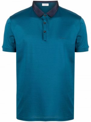 Embroidered-logo short-sleeved polo shirt LANVIN. Цвет: синий