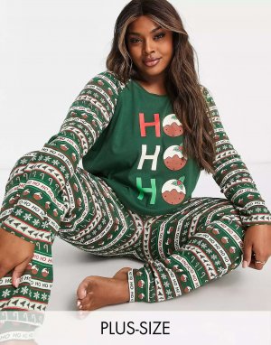 Лесно-зеленый пижамный комплект Рождественский пудинг Plus Brave Soul