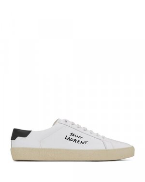 Кожаные кроссовки Court Classic Sl/06 с вышивкой , цвет White Saint Laurent