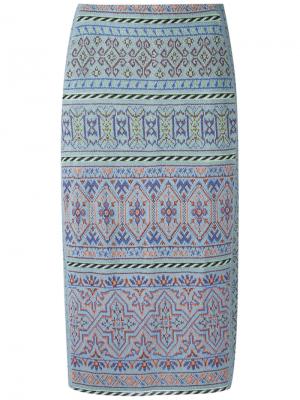 Трикотажная юбка-карандаш Cecilia Prado. Цвет: синий