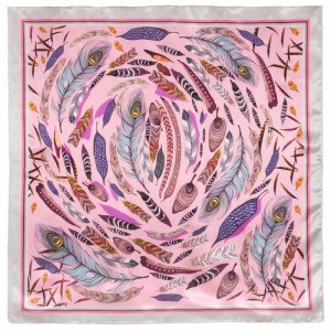 Платок ,89х89 см, бежевый, розовый Павловопосадская платочная мануфактура. Цвет: бежевый/розовый/бежевый-розовый