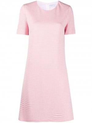 Платье А-силуэта в клетку гингем Harris Wharf London. Цвет: розовый