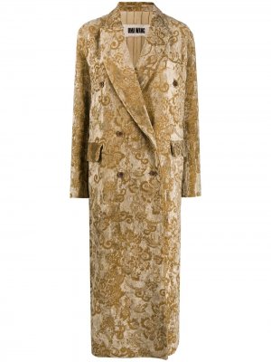 Длинное двубортное пальто с узором Uma Wang. Цвет: нейтральные цвета