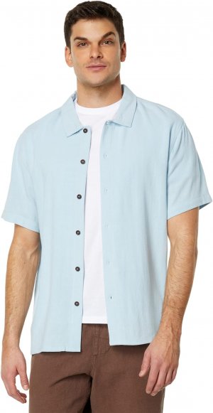 Текстурированная льняная рубашка с коротким рукавом , цвет Slate Rhythm