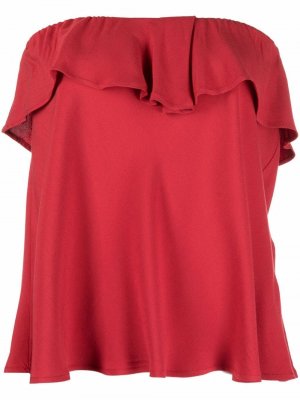Блузка с открытыми плечами и оборками Société Anonyme. Цвет: красный