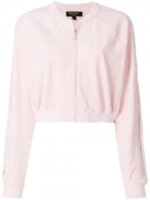 Велюровая спортивная куртка с отделкой Swarovski Juicy Couture. Цвет: розовый