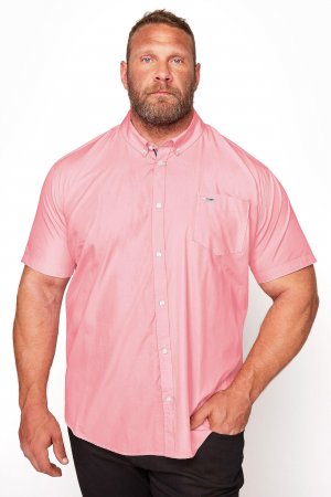Оксфордская рубашка с коротким рукавом , розовый BadRhino